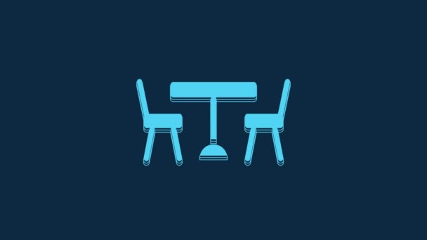 Table Pique Nique Bleue Avec Chaises Chaque Côté Icône Table — Video
