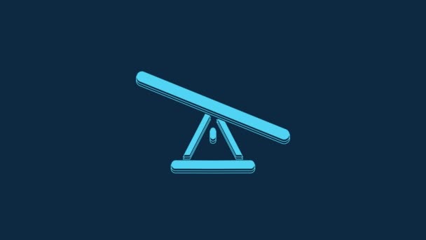 Blue Seesaw Icon Isolated Blue Background Teeter Equal Board Playground — Stok Video