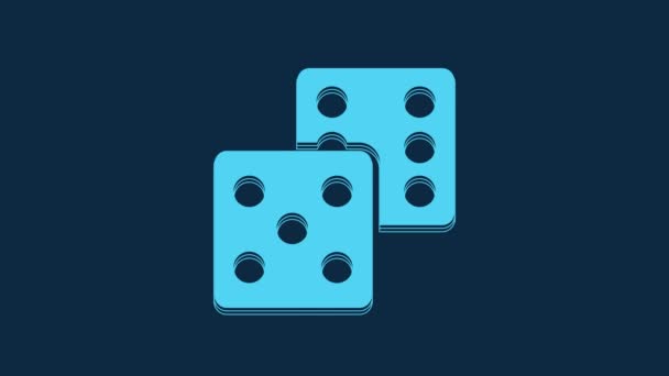 Blue Game Dice Icon Isolated Blue Background Casino Gambling Video — Stock Video