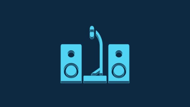 Blue Home Stereo Two Speaker Icon Isolated Blue Background Music — Stock videók