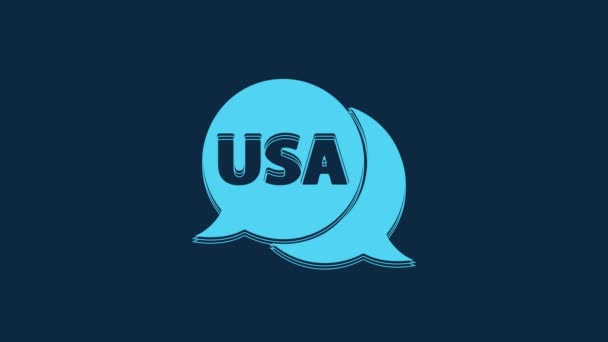 Niebieska Ikona Etykiety Usa Odizolowana Niebieskim Tle Stany Zjednoczone Ameryki — Wideo stockowe