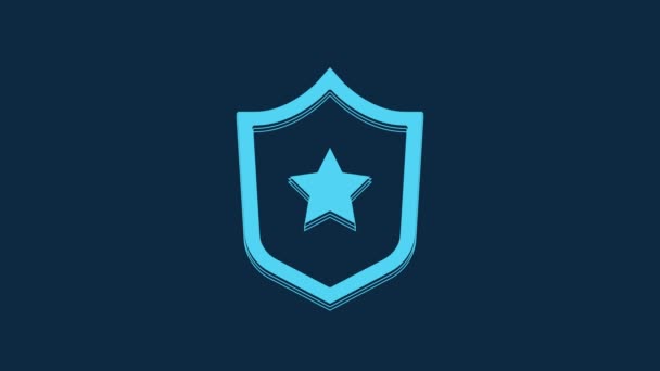 Blue Police Badge Icon Isolated Blue Background Sheriff Badge Sign — Vídeo de Stock