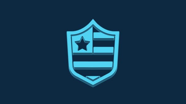 Blue Shield Stars Stripes Icon Isolated Blue Background United States — Video Stock