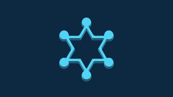 Blue Hexagram Sheriff Icon Isolated Blue Background Police Badge Icon — Stockvideo