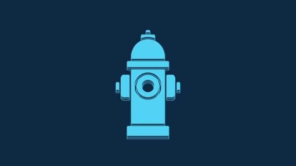 Blue Fire Hydrant Icon Isolated Blue Background Video Motion Graphic — Vídeo de stock