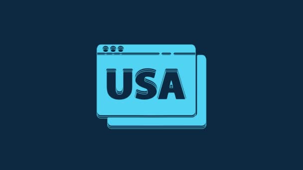 Blue Usa Spojené Státy Americké Ikoně Prohlížeče Izolované Modrém Pozadí — Stock video