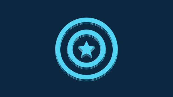 Blue American Star Shield Icon Isolated Blue Background United States — Stock Video