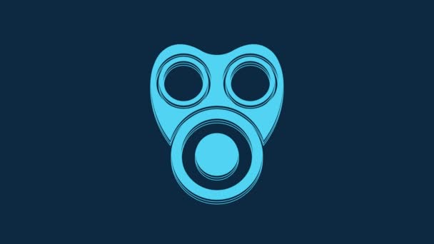 Blue Gas Mask Icon Isolated Blue Background Respirator Sign Video — Stockvideo
