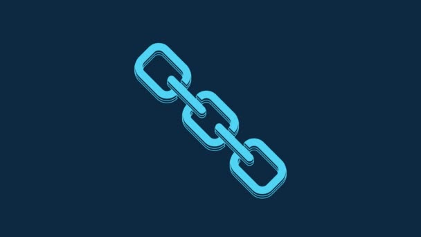 Blue Chain Link Icon Isolated Blue Background Link Single Hyperlink — Stock videók