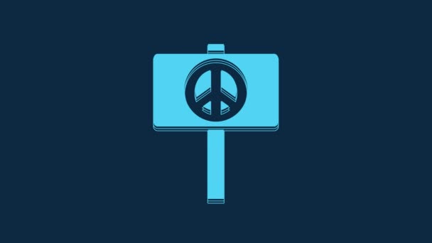 Blue Peace Icon Isolated Blue Background Hippie Symbol Peace Video — стоковое видео