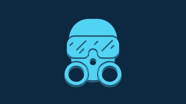 Blue Gas Mask Icon Isolated Blue Background Respirator Sign Video — Vídeo de Stock