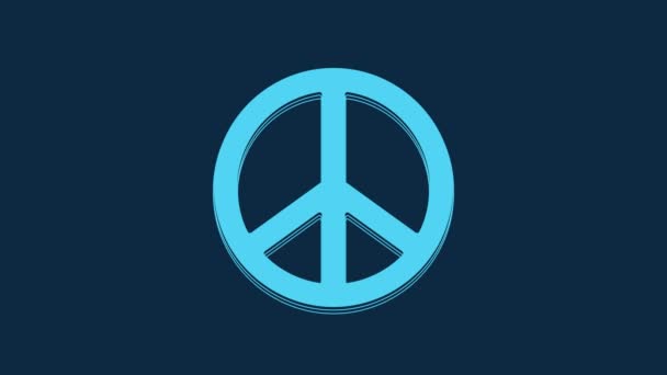 Blue Peace Icon Isolated Blue Background Hippie Symbol Peace Video — Vídeo de stock