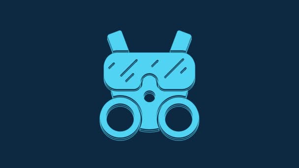 Blue Gas Mask Icon Isolated Blue Background Respirator Sign Video — Video