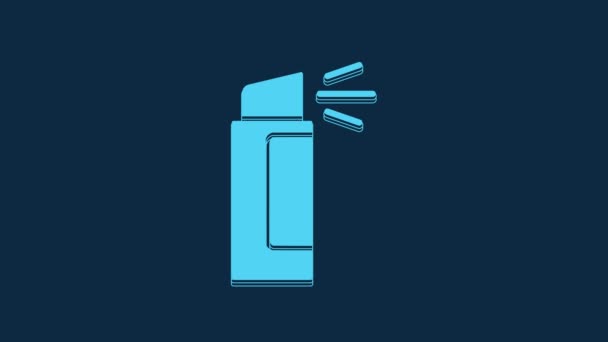 Ícone Spray Blue Pepper Isolado Fundo Azul Gás Aerossol Autodefesa — Vídeo de Stock