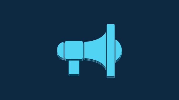 Blue Megaphone Icon Isolated Blue Background Speaker Sign Video Motion — Stok Video