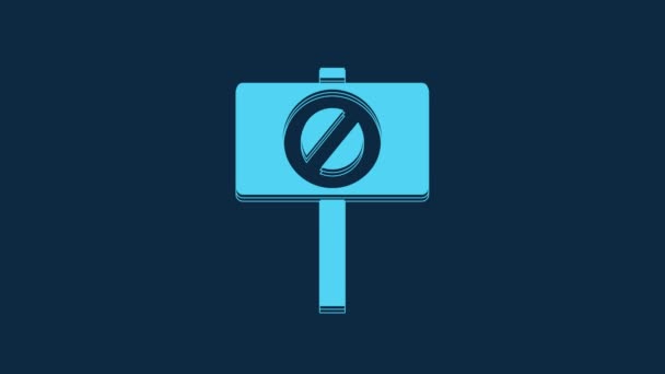 Icono Protesta Azul Aislado Sobre Fondo Azul Reunión Manifestante Piquete — Vídeo de stock