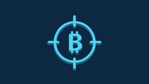 Kék Bitcoin Cél Ikon Elszigetelt Kék Háttér Befektetési Cél Ikon — Stock videók