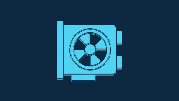 青の背景に隔離された青のビデオグラフィックカードアイコン 4Kビデオモーショングラフィックアニメーション — ストック動画