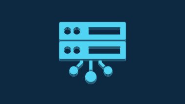 Blue Server, Data, Web Hosting icon isolated on blue background. 4K Video motion graphic animation.
