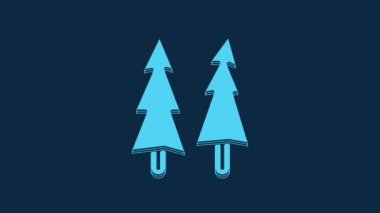 Blue Christmas tree icon isolated on blue background. Merry Christmas and Happy New Year. 4K Video motion graphic animation.