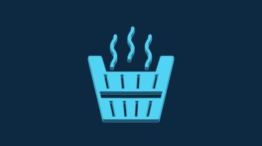 Blue Sauna bucket icon isolated on blue background. 4K Video motion graphic animation.