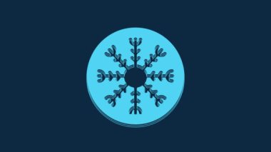 Blue Snowflake icon isolated on blue background. 4K Video motion graphic animation.
