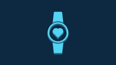 Blue Smartwatch icon isolated on blue background. 4K Video motion graphic animation.