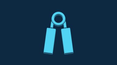 Mavi Spor genişletici simgesi mavi arkaplanda izole edildi. Spor malzemeleri. 4K Video hareketli grafik canlandırması.