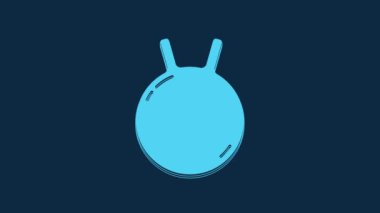 Blue Kettlebell icon isolated on blue background. Sport equipment. 4K Video motion graphic animation.