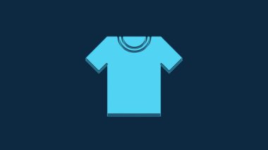 Blue T-shirt icon isolated on blue background. 4K Video motion graphic animation.