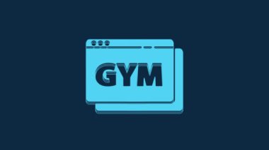 Mavi arka planda Blue Online fitness ve eğitim ikonu izole edildi. 4K Video hareketli grafik canlandırması.