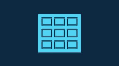Blue Chocolate bar icon isolated on blue background. 4K Video motion graphic animation.