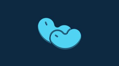 Mavi Fasulye simgesi mavi arkaplanda izole edildi. 4K Video hareketli grafik canlandırması.