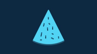 Mavi arkaplanda mavi cips simgesi izole edildi. Tortilla cipsi veya nachos tortilla. Geleneksel Meksika fast food 'u. 4K Video hareketli grafik canlandırması.