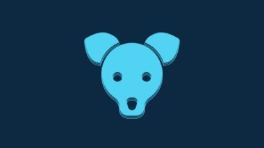 Blue Dog icon isolated on blue background. 4K Video motion graphic animation.