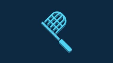 Mavi Kelebek ağ simgesi mavi arkaplanda izole edildi. 4K Video hareketli grafik canlandırması.