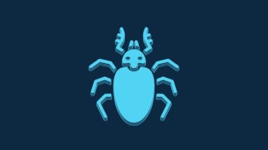 Mavi Böcek geyiği ikonu mavi arka planda izole edilmiş. Boynuzlu böcek. Büyük böcek. 4K Video hareketli grafik canlandırması.