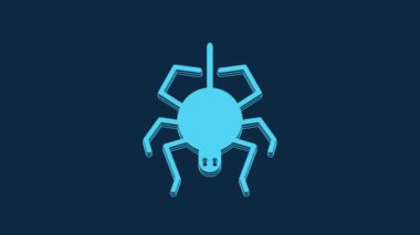 Blue Spider icon isolated on blue background. Happy Halloween party. 4K Video motion graphic animation.