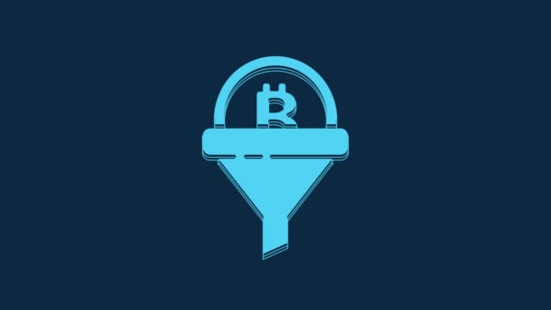 Blue Sales Lejek Ikoną Bitcoin Izolowane Niebieskim Tle Szablon Infograficzny — Wideo stockowe