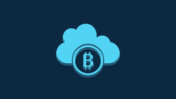 Blue Cryptocurrency Cloud Mining Icon Isolated Blue Background Blockchain Technology — Stok video