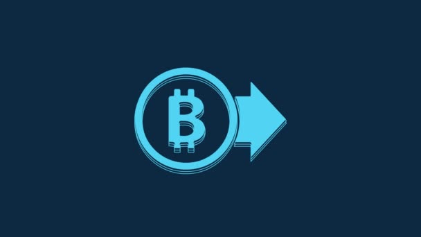 Blue Cryptocurrency Coin Bitcoin Icon Isolated Blue Background Physical Bit — Stockvideo