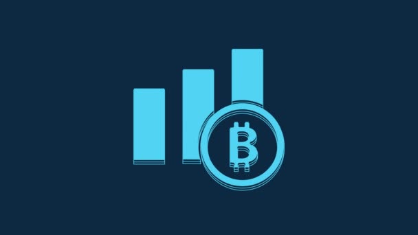 Blue Pie Chart Infographic Bitcoin Icon Isolated Blue Background Diagram — Stock Video