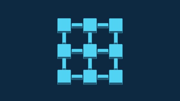Ікона Blue Blockchain Ізольована Синьому Фоні Дані Про Криптовалюту Абстрактний — стокове відео