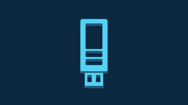 Blue Usb Flash Drive Icon Isolated Blue Background Video Motion — Stock Video