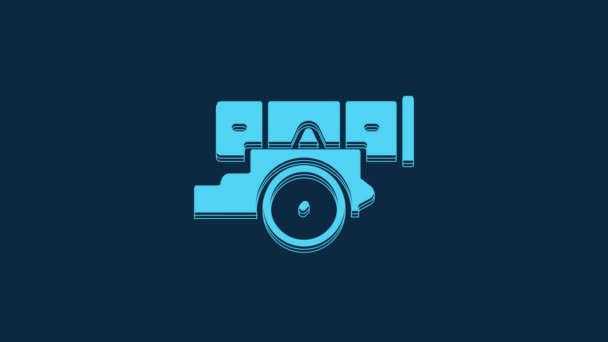 Blue Cannon Icon Isolated Blue Background Video Motion Graphic Animation — Stock video