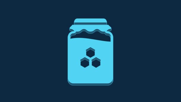 Blue Jar Honey Icon Isolated Blue Background Food Bank Sweet — Video Stock