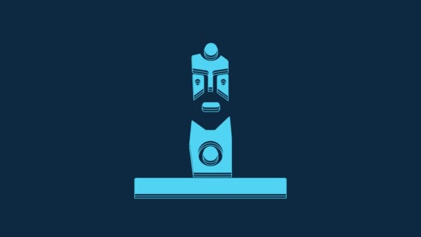 Icono Ídolo Pagano Eslavo Azul Aislado Sobre Fondo Azul Ídolo — Vídeos de Stock