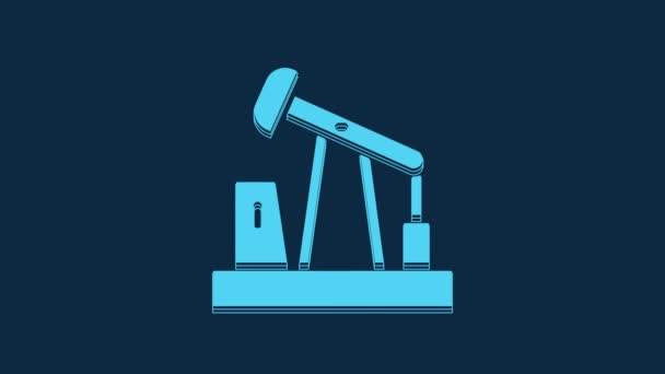 Blue Oil Pump Pump Jack Icon Isolated Blue Background Oil — 비디오
