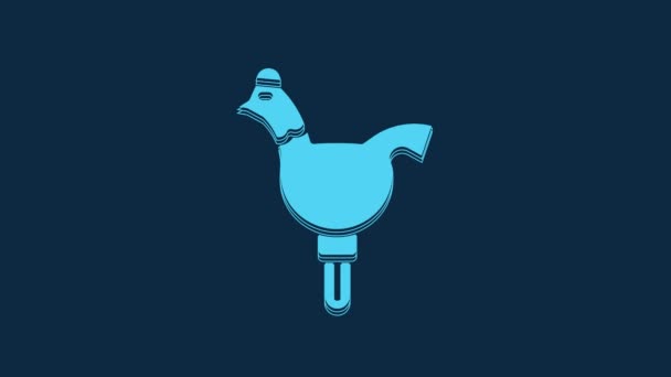 Piruleta Gallo Azul Caramelo Sobre Icono Palo Aislado Sobre Fondo — Vídeo de stock