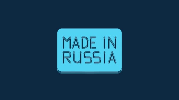 蓝色在俄罗斯制造的图标被蓝色背景隔离 4K视频运动图形动画 — 图库视频影像